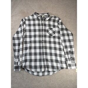 Rustic Blue Men's Medium Buffalo Plaid Flannel Shirt - Carbon Gray & White